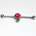 14G Clear Gem Glamour Shroom Dangle Industrial Barbell 38mm