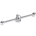 14G Clear Gem Strawberry Love Heart Industrial Barbell 38mm