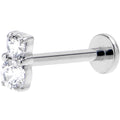 16G 3/8 Clear Gem G23 Titanium Threadless Push In Labret Tragus