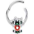 16G 3/8 Green Red Gem Holiday Abstract Heart Hinged Segment Ring
