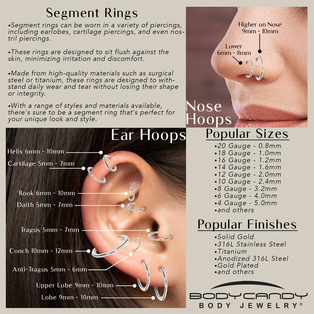 16G 9mm 316L Surgical Steel Precision Hinged Segment Hoop