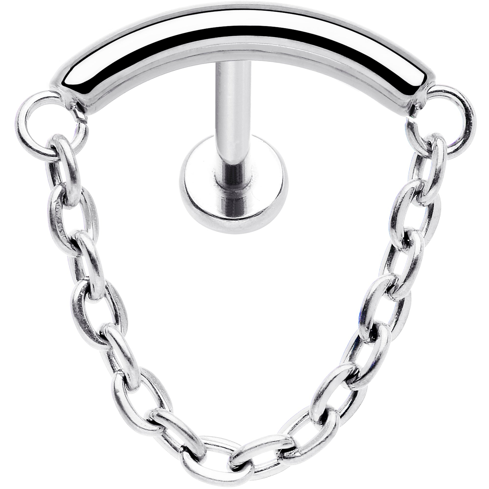 18G 5/16 Titanium Threadless Chain Dangle Hidden Helix Earring