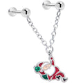 Christmas Flat Back Earrings - Santa Claus Holiday Double Earrings