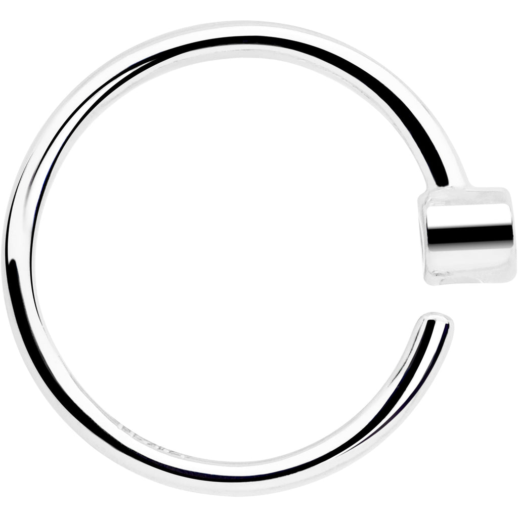 14k Solid White Gold Bendable Nose Hoop 22G 5/16 with Bezel CZ
