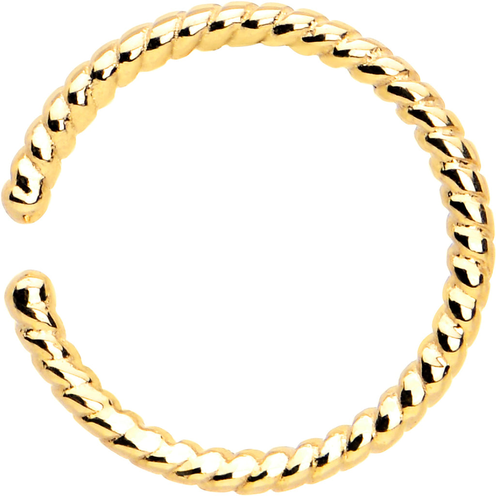 14k Yellow Gold Bendable Nose Hoop 20G 5/16 Twisted