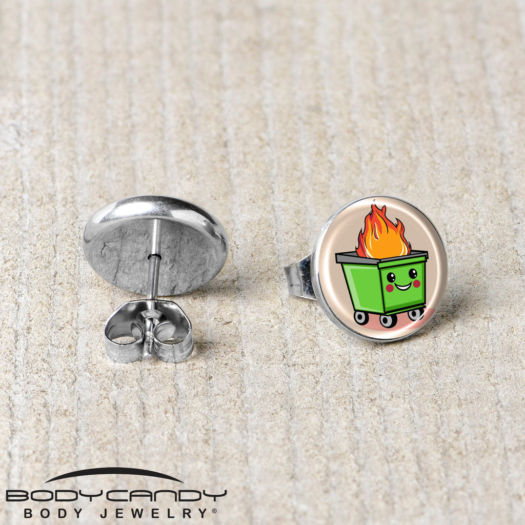 Dumpster Fire Stud Earrings by Onyx O
