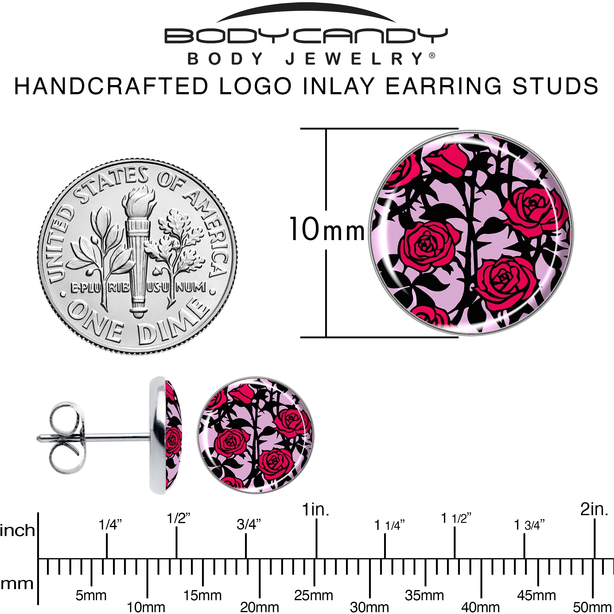 Blossom Creation Floral Love of Roses Stud Earrings by Onyx O