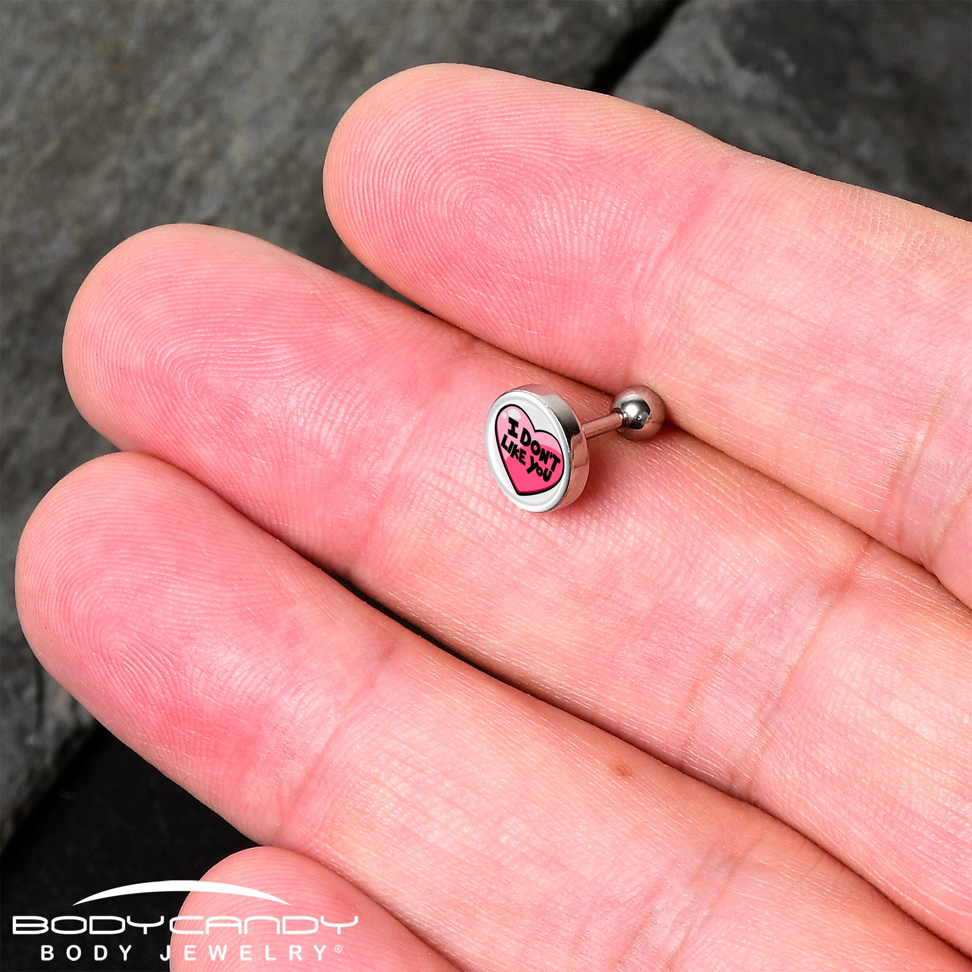 16GI Don't Like You Valentine Heart Tragus Cartilage Earring