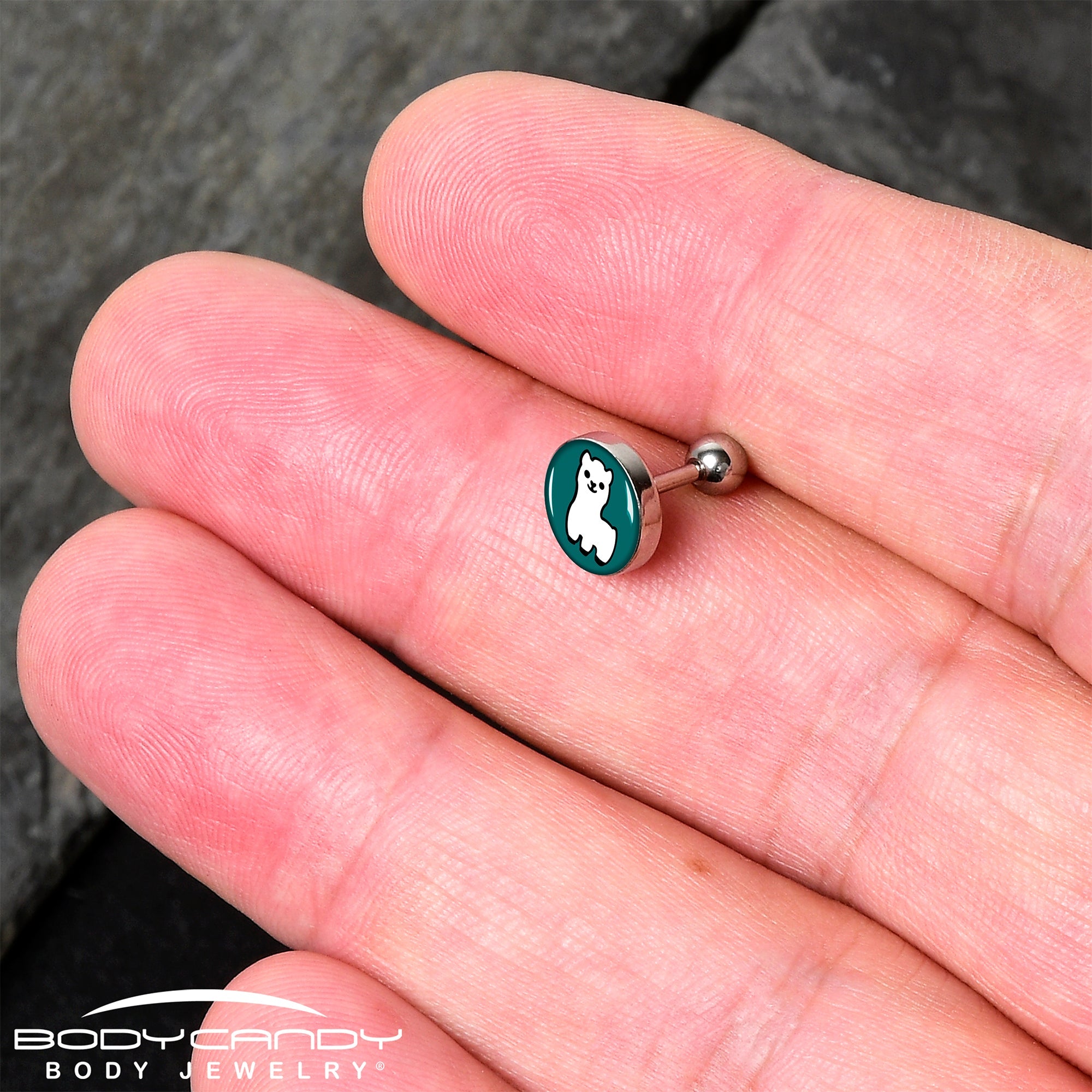 16G 1/4 White Llama Cartilage Tragus Earring by Onyx O