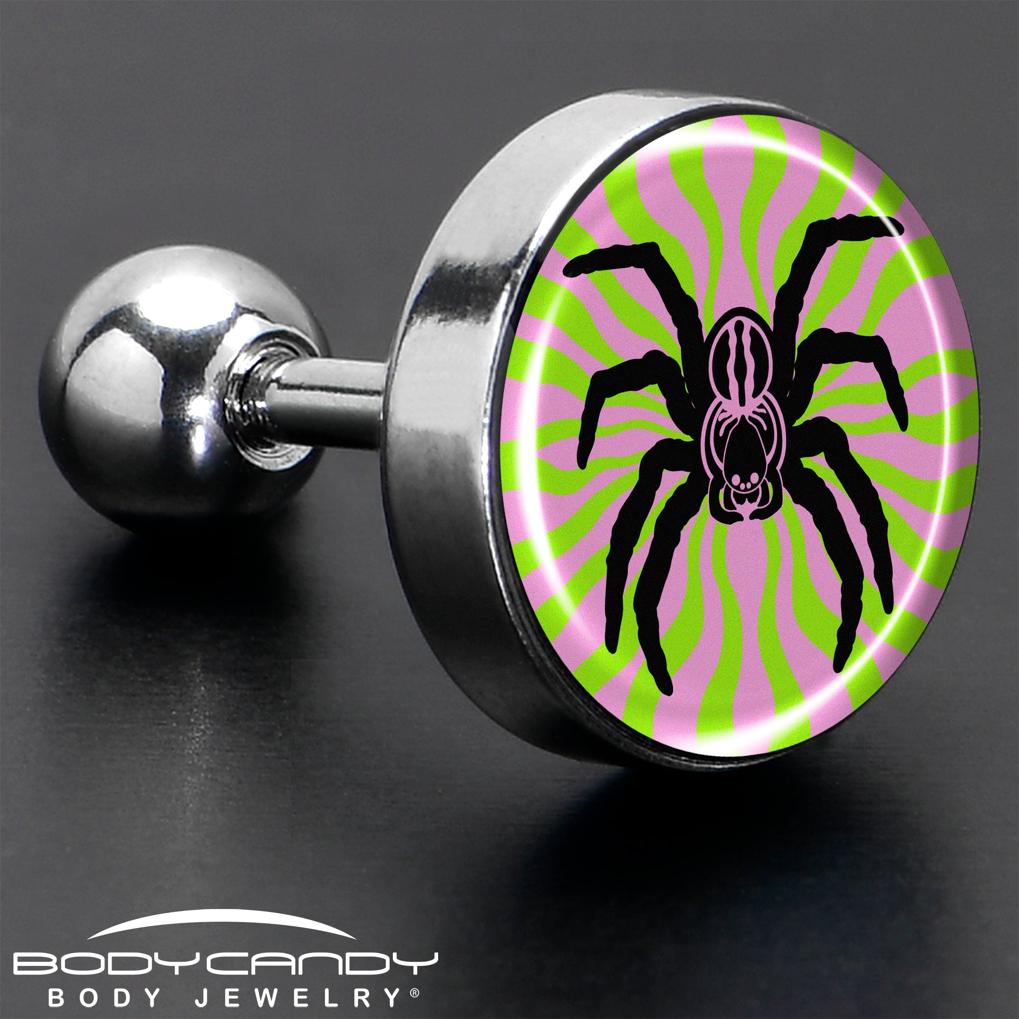 16G 1/4 Psychedelic Spider Tragus Cartilage Earring by Onyx O