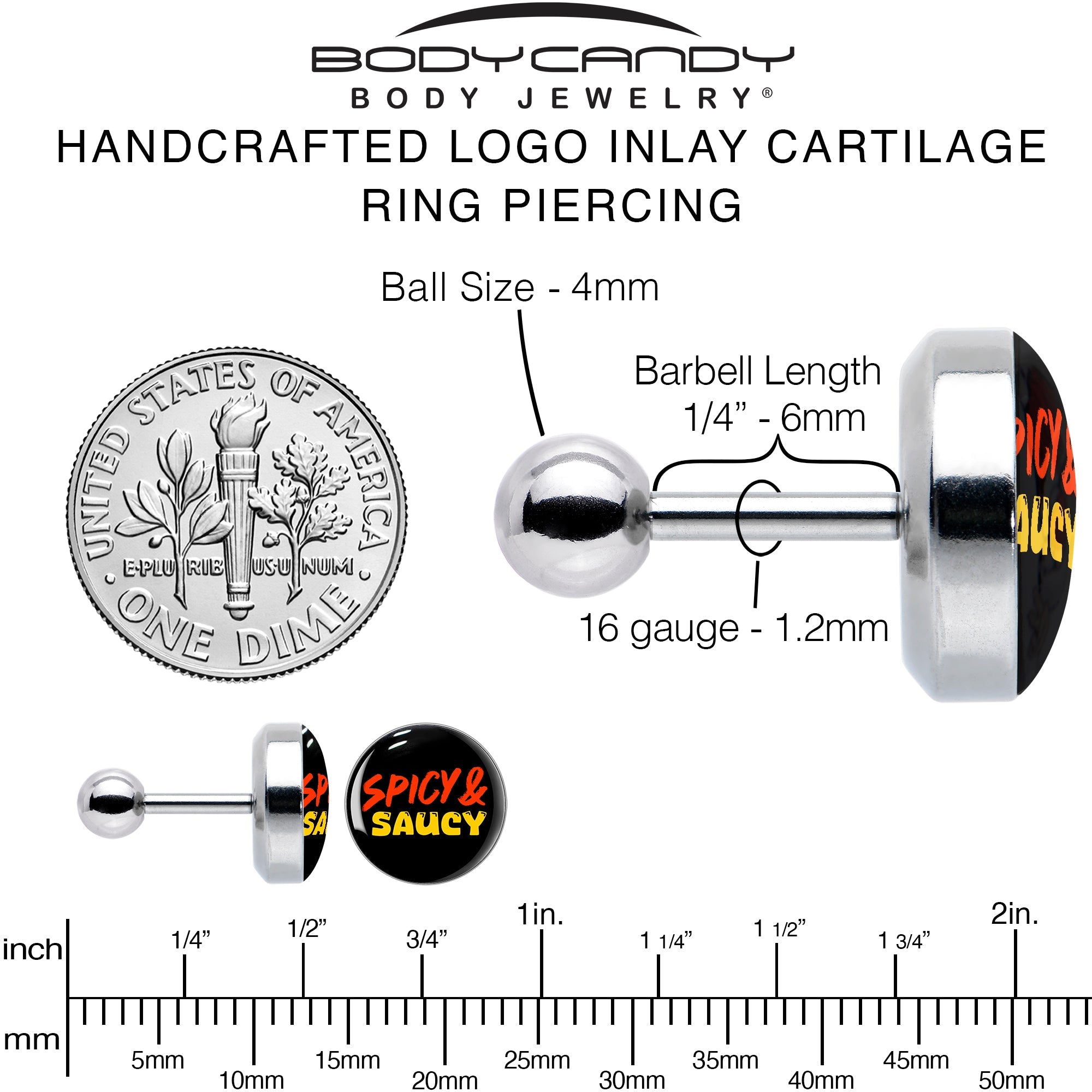 Spicy and Saucy Tragus Cartilage Earring by Onyx O