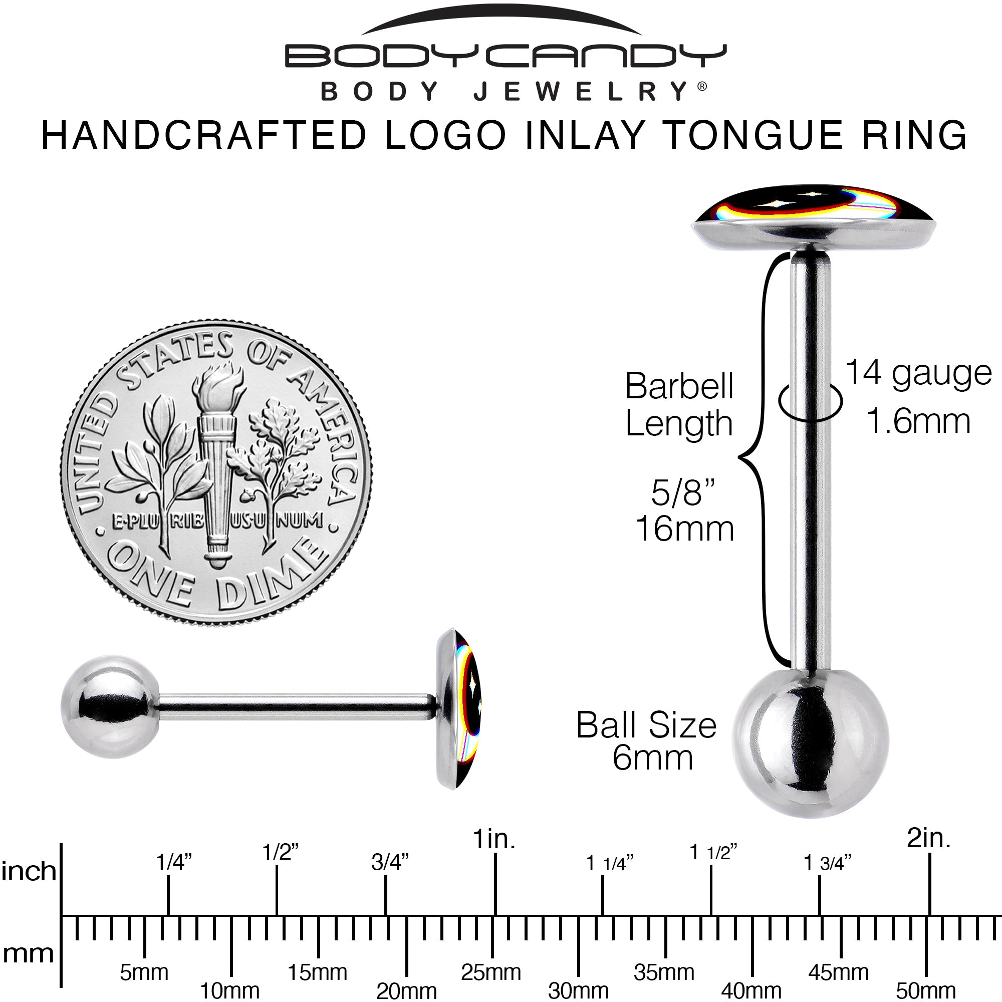 Chromatic Moon Barbell Tongue Ring by Onyx O