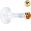 Solid 14K White Gold 2mm Genuine Citrine Bioplast Push in Monroe