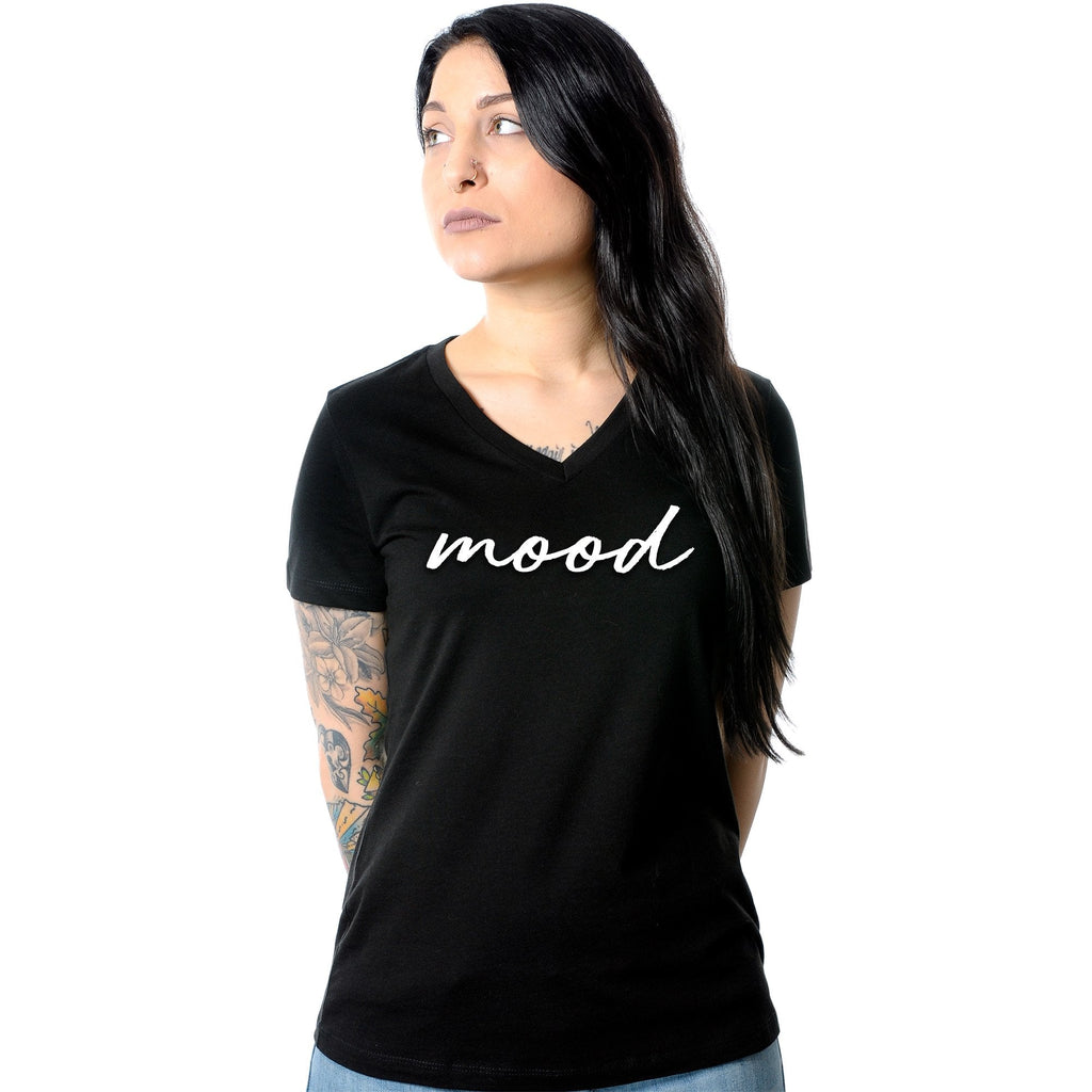 Mood Black Tapered V-Neck Tee Shirt
