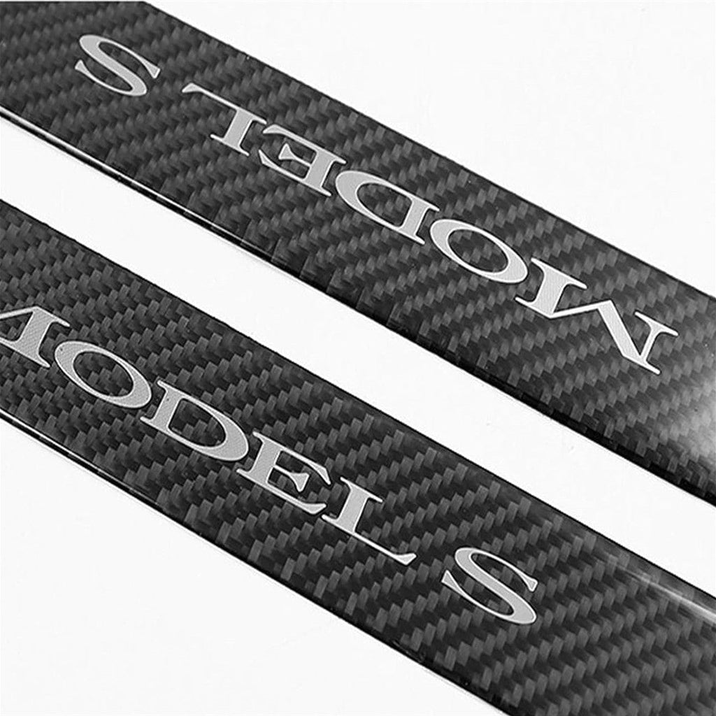 Carbon Fiber Textured Front Door Sill Protector for Tesla Model S 2016-2018
