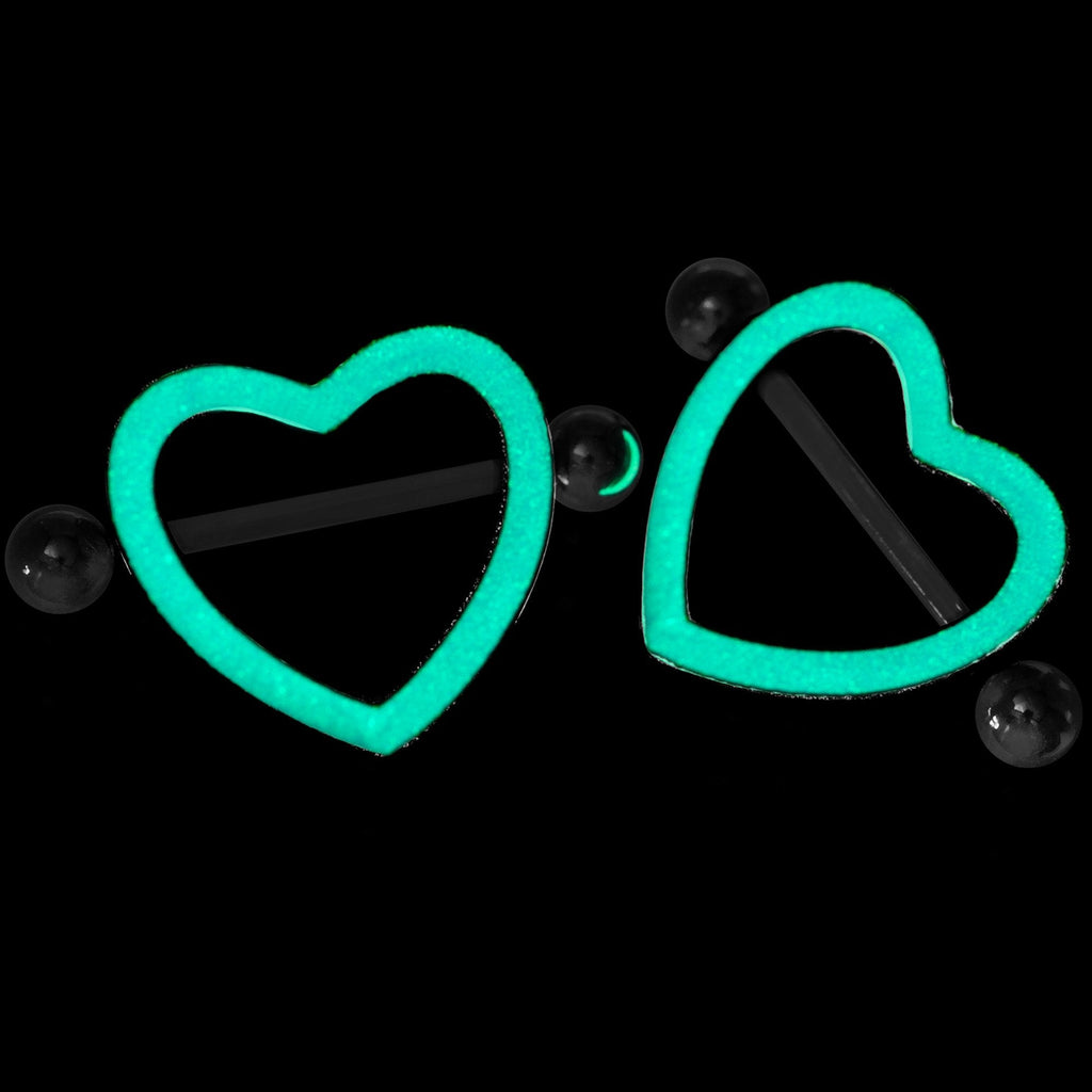 3/4 Blue Glow in the Dark Valentine Heart Nipple Shield Set