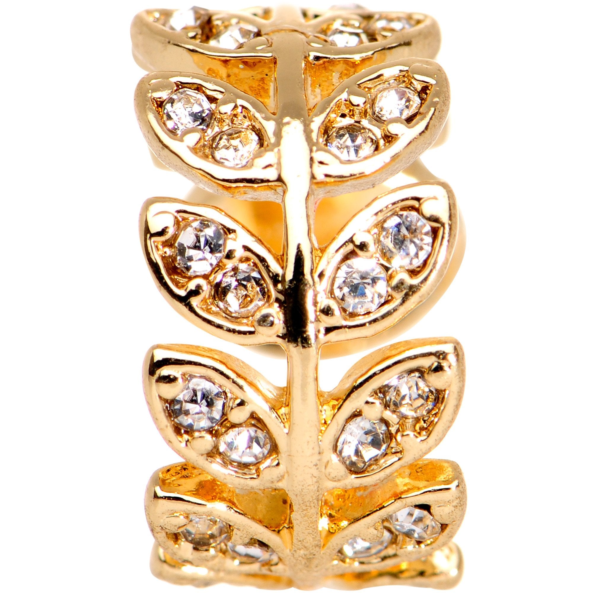 Clear Gem Crown of Leaves Adjustable Ear Cuff