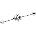 14G Clear Gem Lotus Flower Leaf Industrial Barbell 38mm