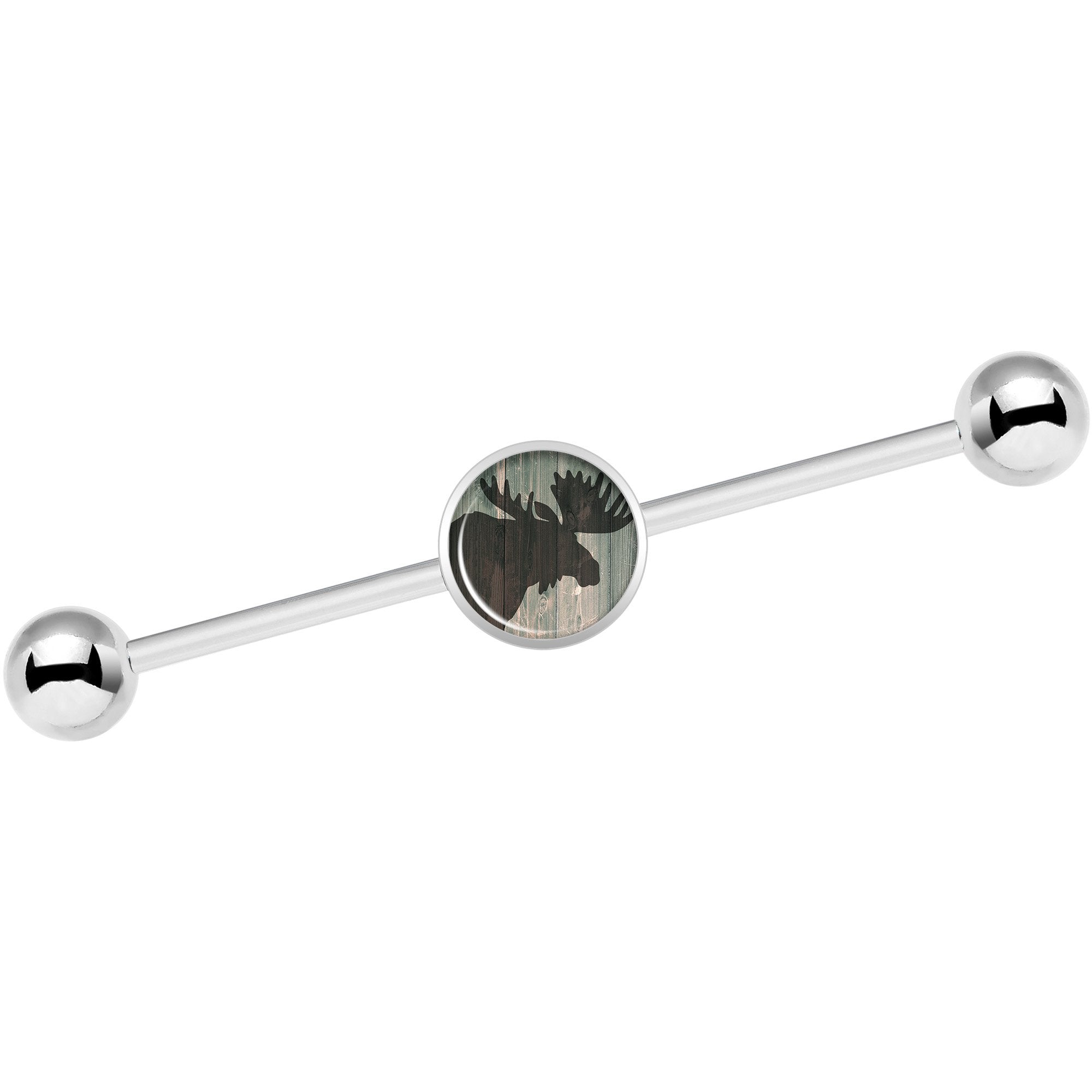 14G Holiday Rustic Wood Moose Industrial Barbell 37mm