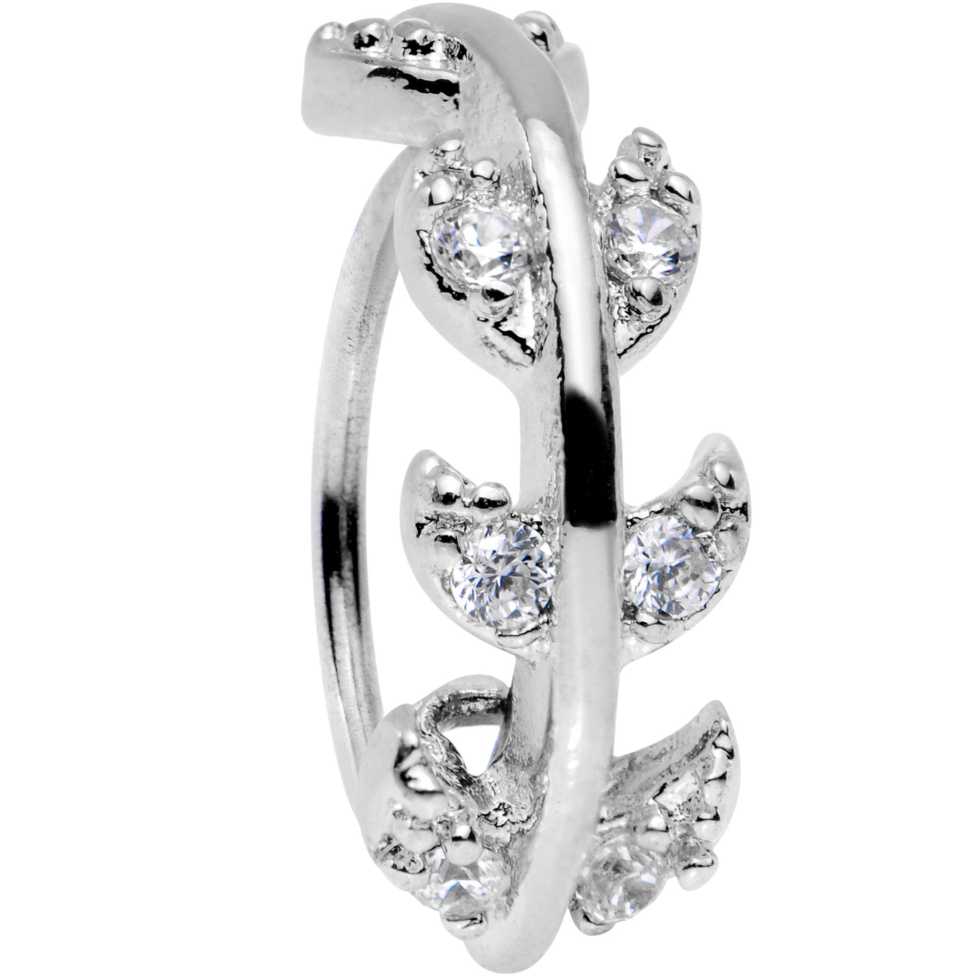 20G Clear CZ Gem Leafy Seamless Circular Ring