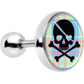 16G 1/4 Pink Green Plaid Heart Skull Tragus Cartilage Earring