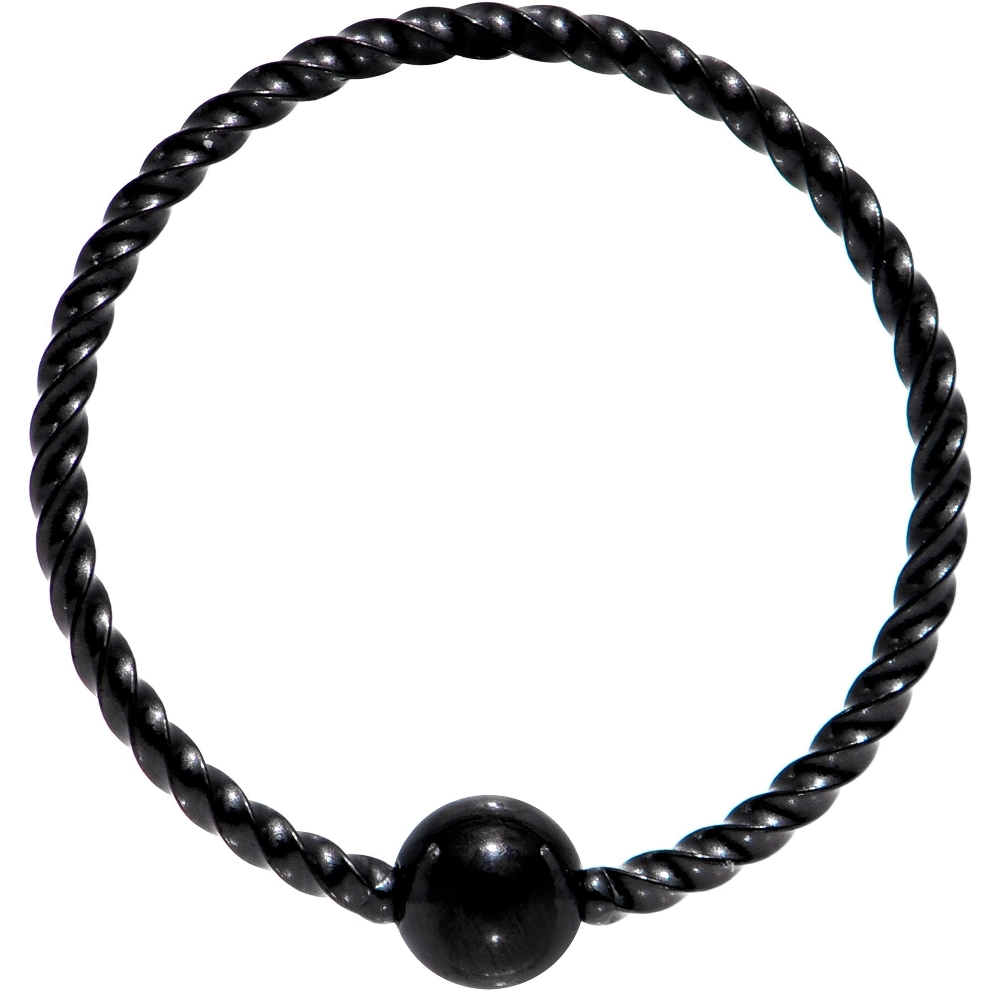 20G 3/8 Black Anodized So Twisted Captive Style Seamless Ring