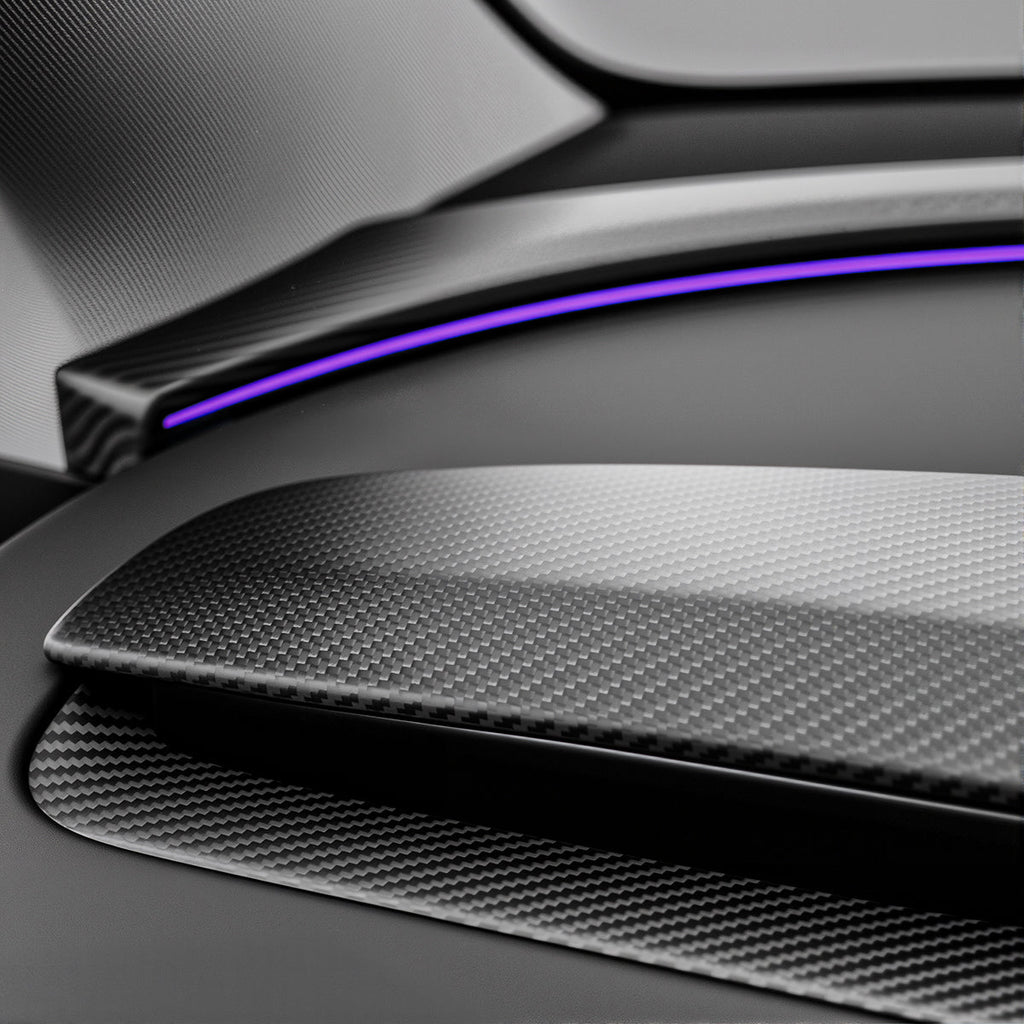 TESERY Real Dry Carbon Fiber Dashboard Cover Overlay for Model 3 Highland / Model Y Juniper