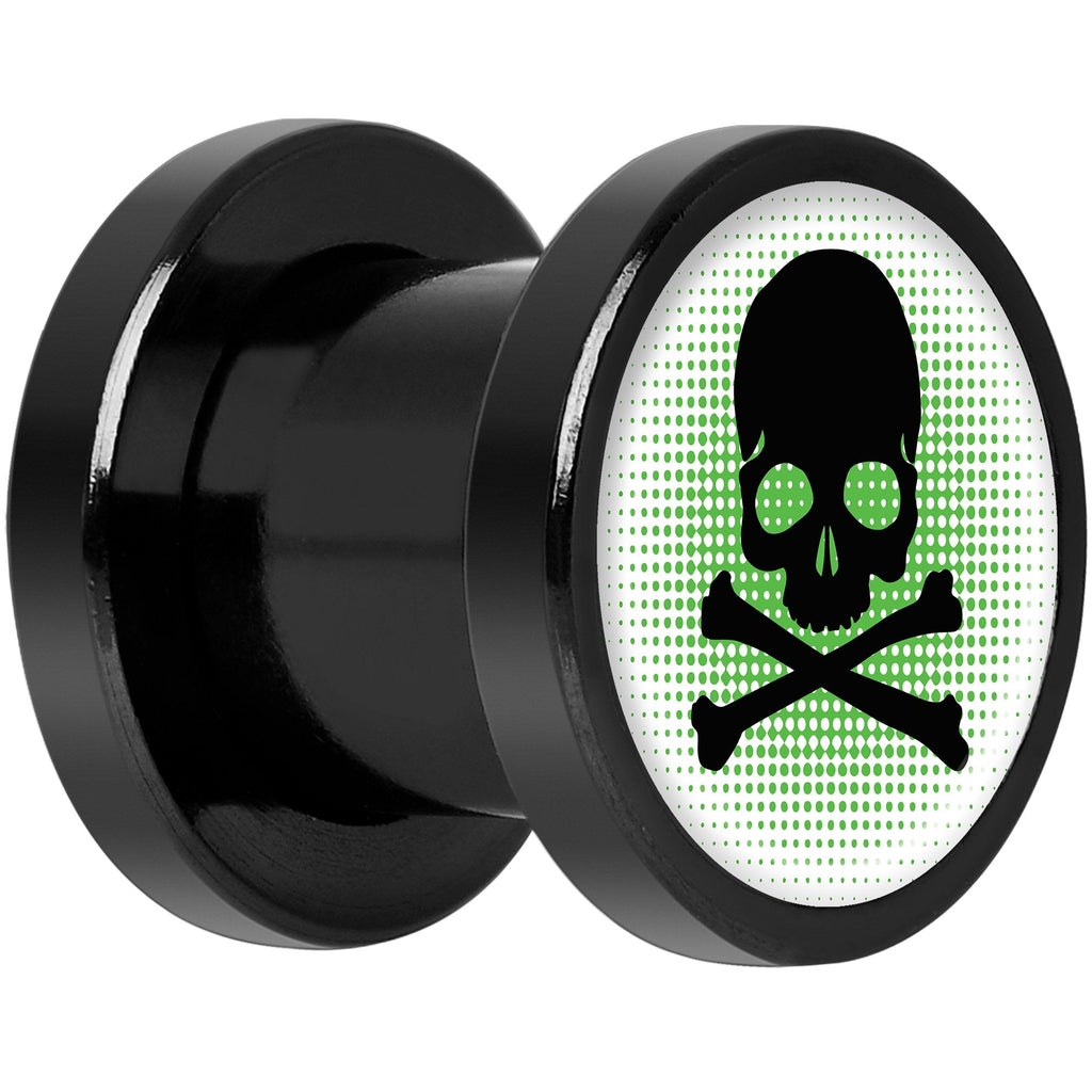 Green Black Skull Black Anodized Screw Fit Plug Set 0G